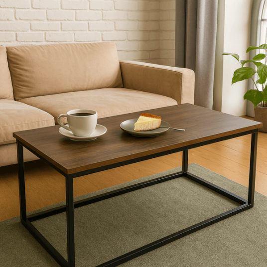 Sofabord loftstil 110x55 brun treimitasjon