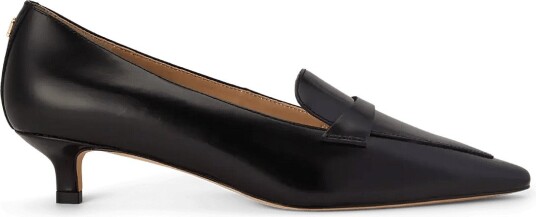 Lauren Ralph Lauren Francesca Glazed Leather Loafer Pump Black 39