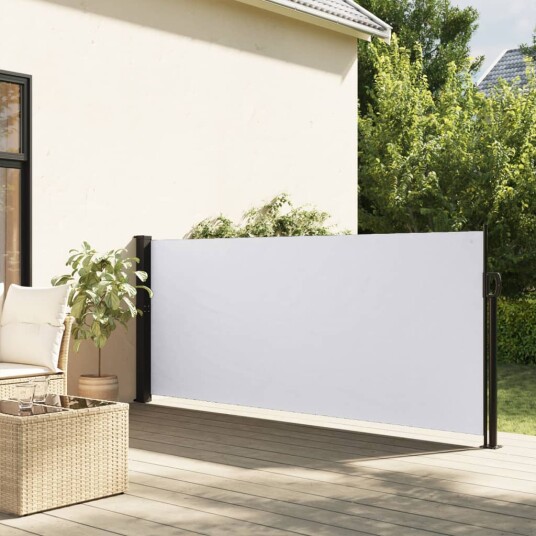 Uttrekkbar sidemarkise hvit 120x300 cm 4004286