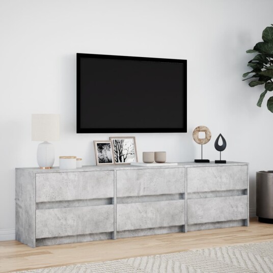 TV-benk med LED betonggrå 180x34x50 cm konstruert tre TV-benk med LED betonggrå 180x34x50 cm konstruert tre