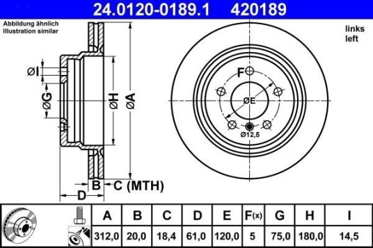 Bremseskive ATE 24.0120-0189.1
