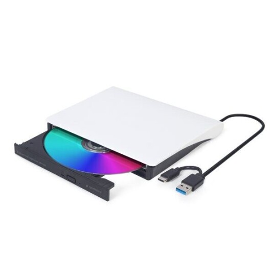 Gembird USB C ekstern DVD diskstasjon hvit  DVD-USB-031-BW