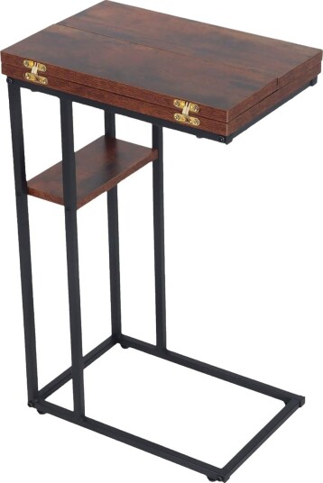 Sammenleggbart C formet sidebord – trelignende plassbesparende Sammenleggbart C formet sidebord – trelignende plassbesparende