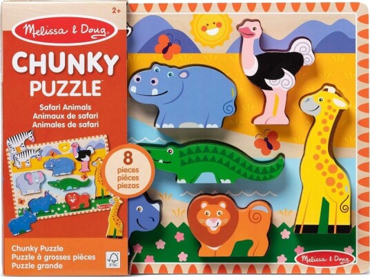 Safari Chunky puslespill for småbarn pedagogisk lek 8 deler
