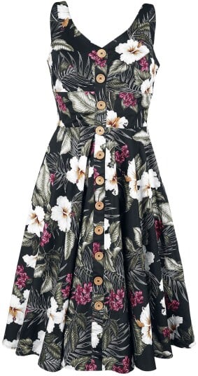 Hell Bunny   Rockabilly Middellang kjole   Tahiti 50's Dress   XS til 4XL   Damer   svart