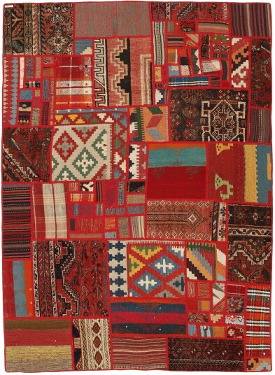 Håndknyttet. Opphav: Persia Kelim Patchwork Teppe 140x200
