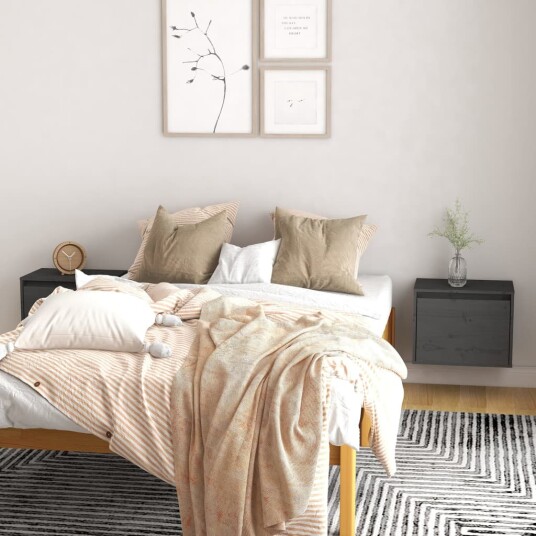 vidaXL Veggskap 2 stk gr? 45x30x35 cm heltre furu