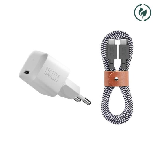 Native Union 30W Vegglader med USB C Ladekabel Hvit Native Union 30W Vegglader med USB C Ladekabel Hvit