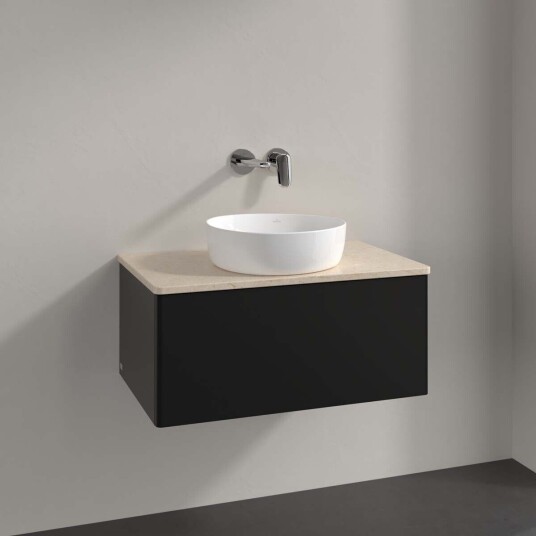 Villeroy & Boch Antao Servantskap med 1 skuff 80x50x36 cm m/lys Sort Matt/Crème Villeroy & Boch Antao Servantskap med 1 skuff 80x50x36 cm m/lys Sort Matt/Crème