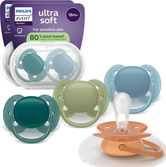 Philips Avent Ultra Soft Smokk 18 mnd+ Oransje/Blå/Grønn 4 stk Philips Avent Ultra Soft Smokk 18 mnd+ Oransje/Blå/Grønn 4 stk