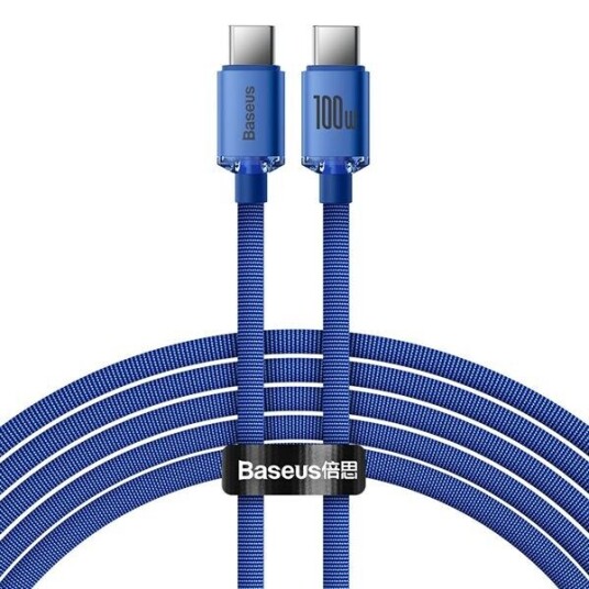 Baseus Crystal Shine 100W USB-C Kabel 2m Blå Baseus Crystal Shine 100W USB-C Kabel 2m Blå