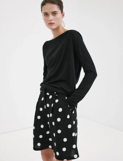 Mango Lyocell Polka Dot Shorts Black 40