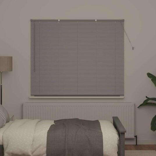 Vindu Persienne med gardiner Manual sølv Aluminium