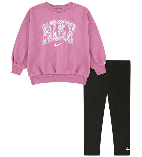 Nike Sett Collegegenser/Leggings Black 4 år 104 Joggedress Rosa Svart