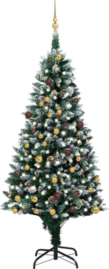 vidaXL Kunstig juletre med ED og kulesett og furukongler 210 cm vidaXL Kunstig juletre med ED og kulesett og furukongler 210 cm