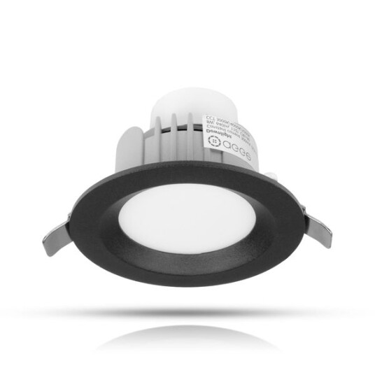 Downlight AGGE Round Flood Antiglare Black   IP44 / CCT / Dimbar 8W / 85 mm