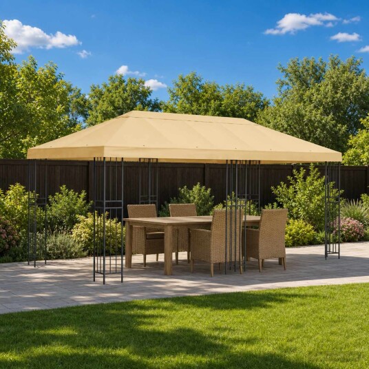 vidaXL Hage Gazebo 6 x 3 m Krem Polyester og stål 190 gsm
