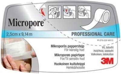 Micropore 2,5cmx9,14m disp hvit Micropore 2,5cmx9,14m disp hvit