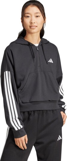 adidas 3 Stripes Half Zip Hettegenser Dame Svart 2XS