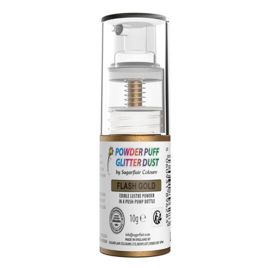 Sugarflair Spiselig Glitterspray Flash Gull 10g 
