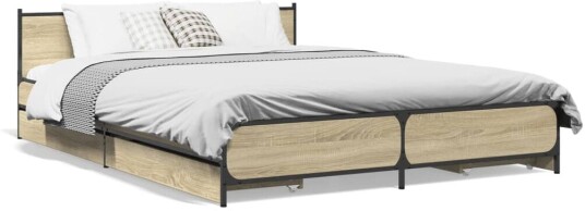 Sengeramme med skuffer sonoma eik 120x190 cm konstruert tre 8721102611438