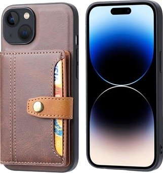 iPhone 15 Plus Retro Style Deksel med Lommebok - Brun