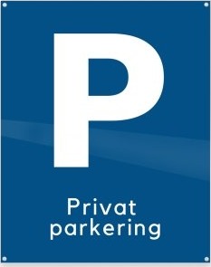 Parkeringsskilt "P+Privat Parkering" M/Huller 20X25 Cm Alu. Blå