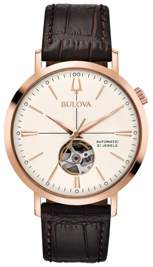 Bulova Herreklokke 97A136 Hvit/Lær Ø41 mm
