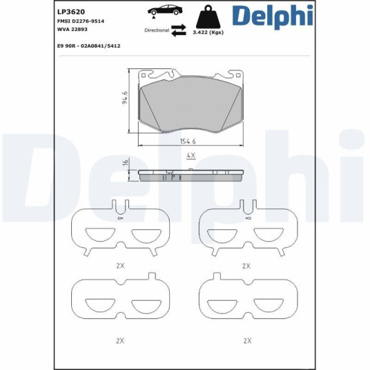 Bremseklosser DELPHI LP3620