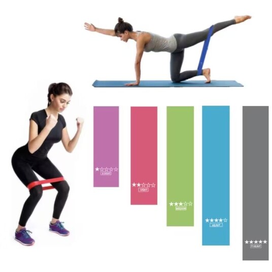5-pakning Treningsbånd, Motstandsbånd, yoga, rehab