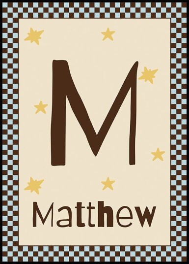 Personalized Baby Name Blue Checkered Star Plakat Plakat / 50x70cm Personalized Baby Name Blue Checkered Star Plakat Plakat / 50x70cm
