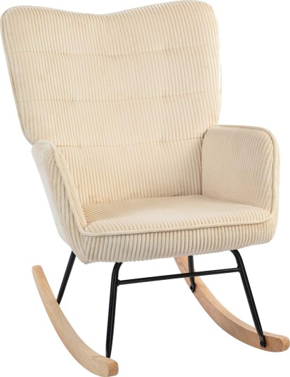 Gyngestol gyngestol med snor look armlener lenestol med treløpere avslapningsstol for stue soverom beige