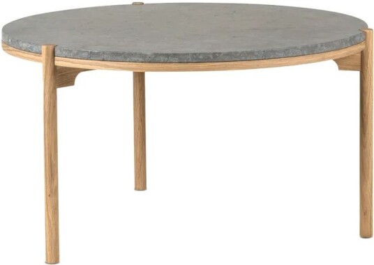 Mavis Dondo sofabord hvitpigmentert eik Ø80 cm Slipt kalkstein