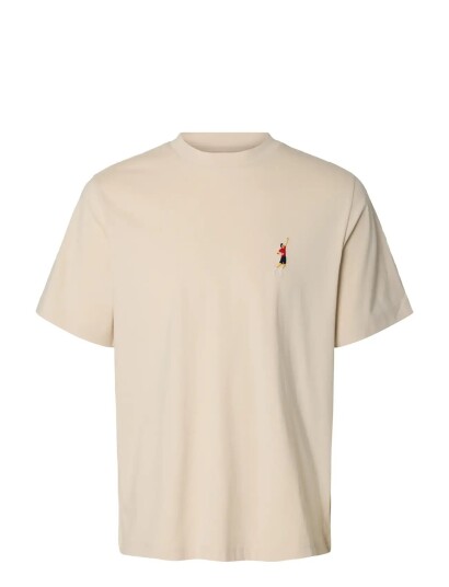 Selected Slhreg Ripley Ss Emb Tee Ex CreaM Selected Slhreg Ripley Ss Emb Tee Ex CreaM