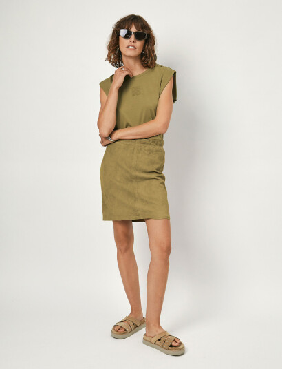 Dante6 D6Vixen Suede Mini Skirt - Beige - M