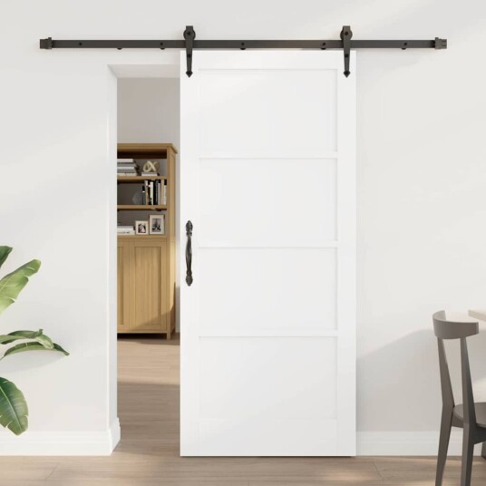 vidaXL Skyvedør med Utstyrsett Hvit 86x198,5 cm Solid Furu