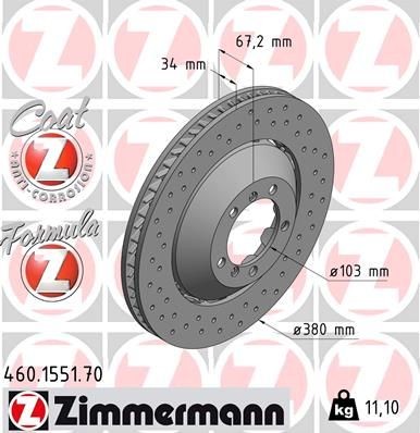 Bremseskive ZIMMERMANN 460.1551.70
