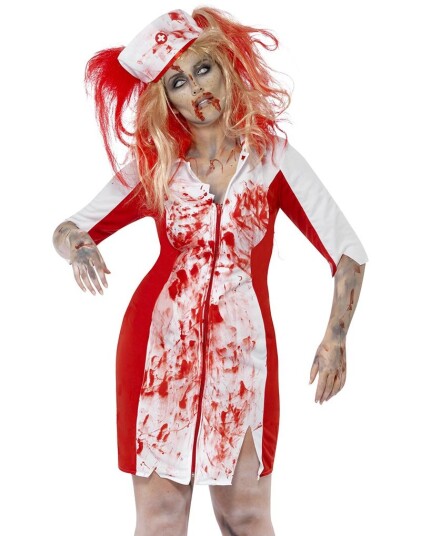 Zombie Sykepleier Damekostyme med Hodeplagg Strl 3XL Zombie Sykepleier Damekostyme med Hodeplagg Strl 3XL