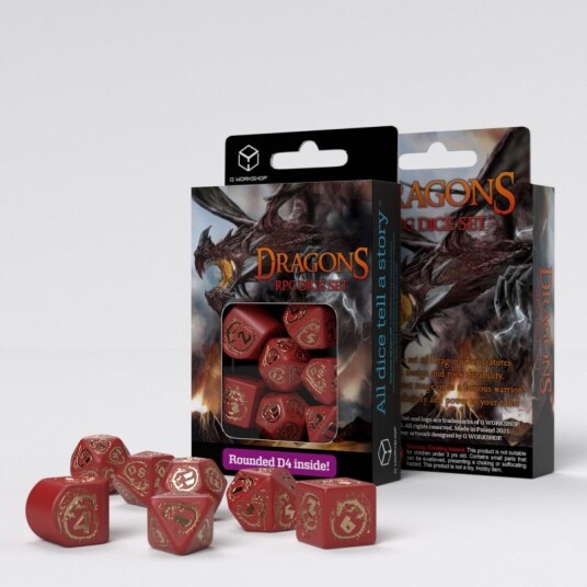 Dragons Modern Poly Red /Gold (7) Terningsett - Rollespill fra Outland Dragons Modern Poly Red /Gold (7) Terningsett - Rollespill fra Outland