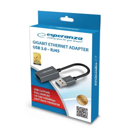 Esperanza Nettverksadapter RJ45 Til USB 3.0 Esperanza Nettverksadapter RJ45 Til USB 3.0