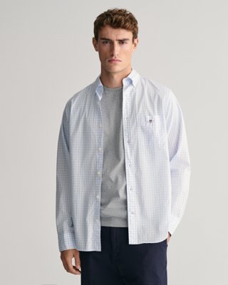 Smårutete poplinskjorte i regular fit LIGHT BLUE XXL