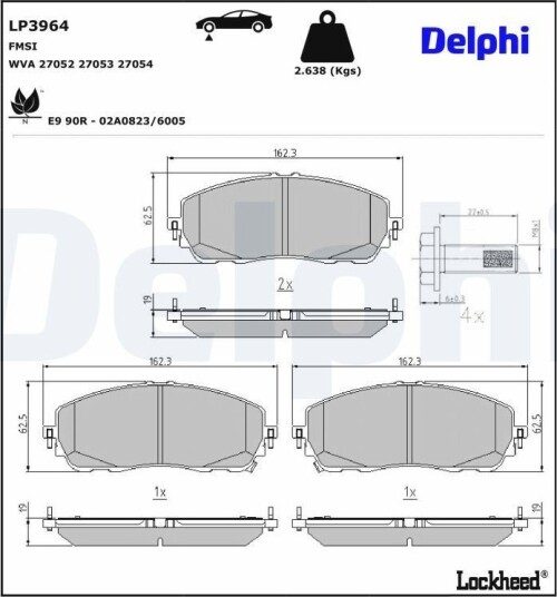 DELPHI LP3964 Bremseklosser DELPHI LP3964 Bremseklosser