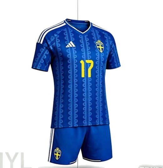 Sveriges herrelandslag i fotball 2026 barnesett, drakt og shorts, pustende polyester fotballdrakt, sportsklær for fans 22