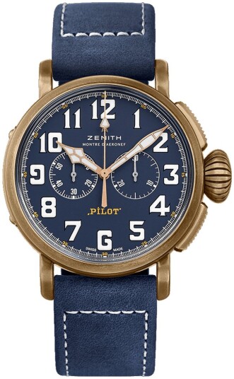 Zenith Herreklokke 29.2430.4069 57.C808 Pilot Blå/Gummi Ø45 mm Zenith Herreklokke 29.2430.4069 57.C808 Pilot Blå/Gummi Ø45 mm