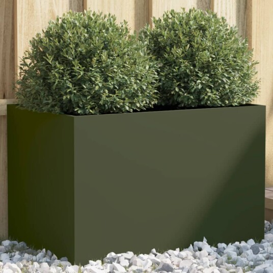 Plantekasse olivengrønn 62x40x39 cm kaldvalset stål