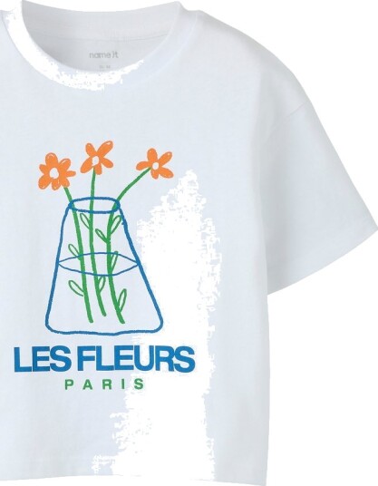 Name It T skjorte NmfHelga Bright White/Les Fleurs Name It 2 år (92) T skjorte Blå Grønn Hvit Oransje