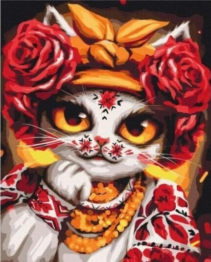 Maling Etter Tall   Katt Rose 40X50 Cm