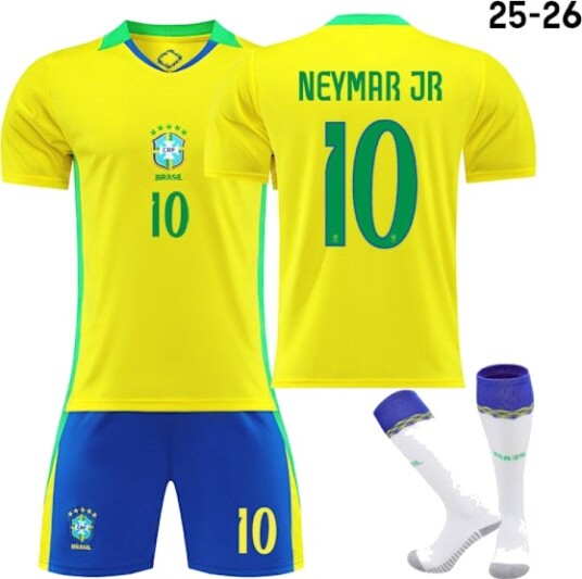 25 26 Brasil landslagsdrakt hjemmedraktsett NO.10 NEYMAR JR Barn Voksen Fotballutstyr Med Sokker