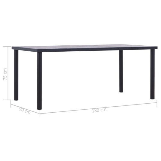 vidaXL Spisebord svart og betonggrå 180x90x75 cm MDF vidaXL Spisebord svart og betonggrå 180x90x75 cm MDF