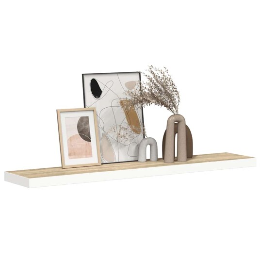 vidaXL Flytende vegghylle eik og hvit 120x23,5x3,8 cm MDF vidaXL Flytende vegghylle eik og hvit 120x23,5x3,8 cm MDF
